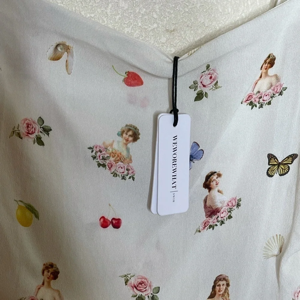 WeWoreWhat Ronnie Ruched Mini Dress Garden Ladies Print White S